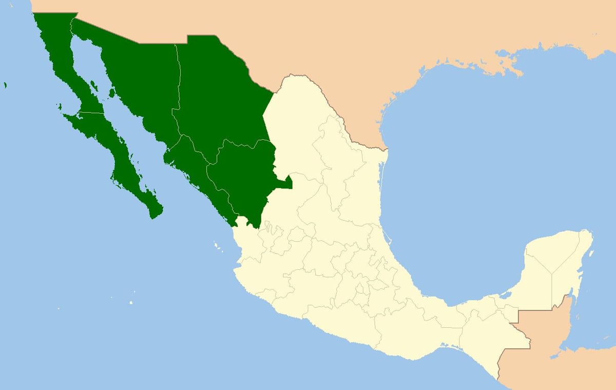 خريطة شمال غرب المكسيك