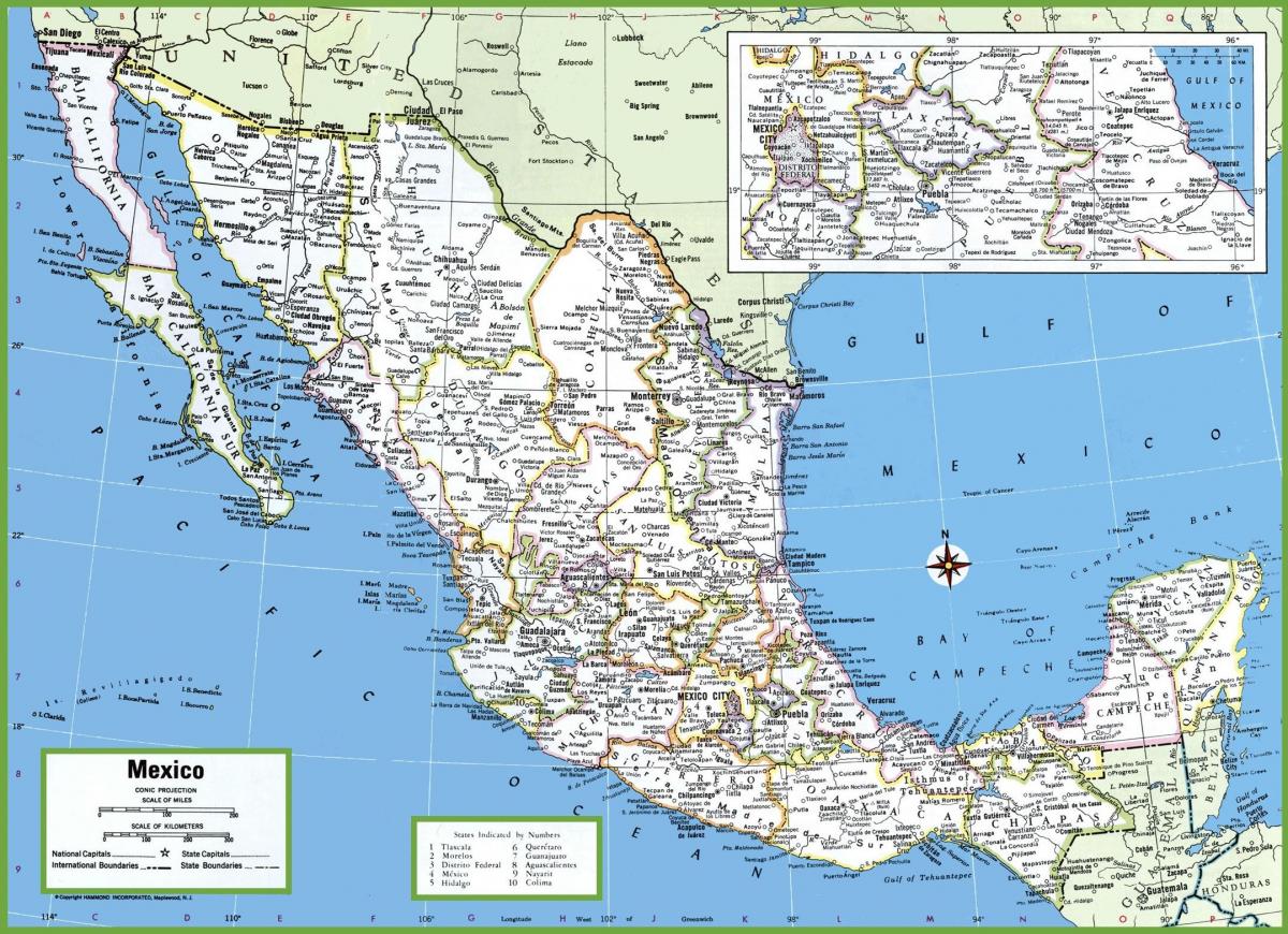المدن في المكسيك خريطة