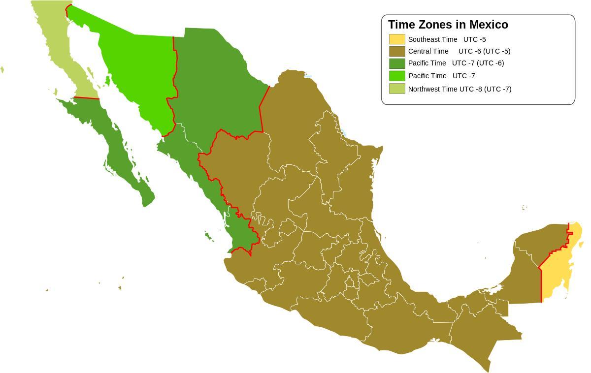 منطقة زمنية خريطة المكسيك