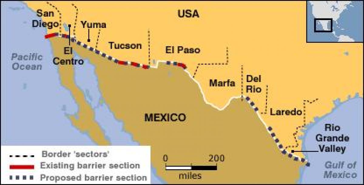 خريطة الحدود المكسيكية