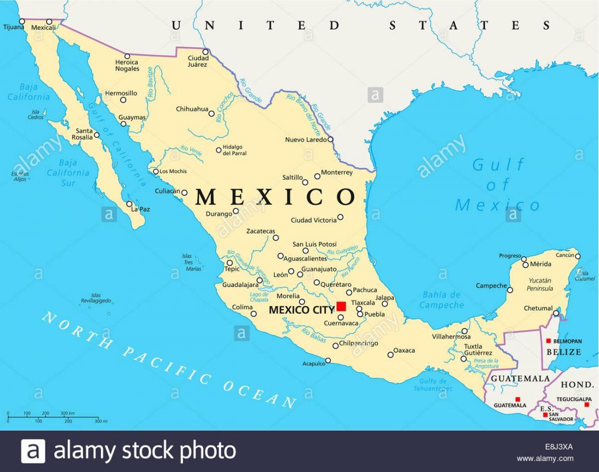 المكسيك خريطة المدن