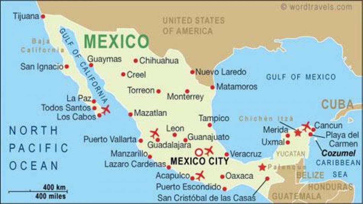 خريطة المطارات في المكسيك